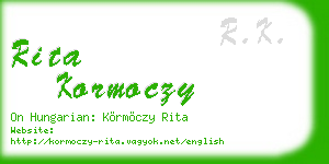 rita kormoczy business card